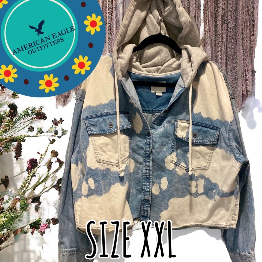 🌸 American Eagle Denim Hoodie Size XXL